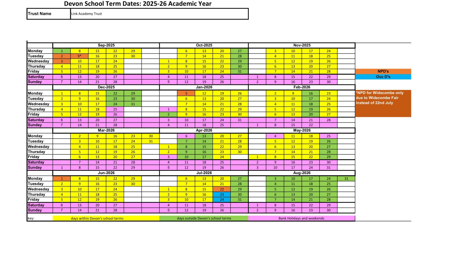 Term Dates 2025-2026