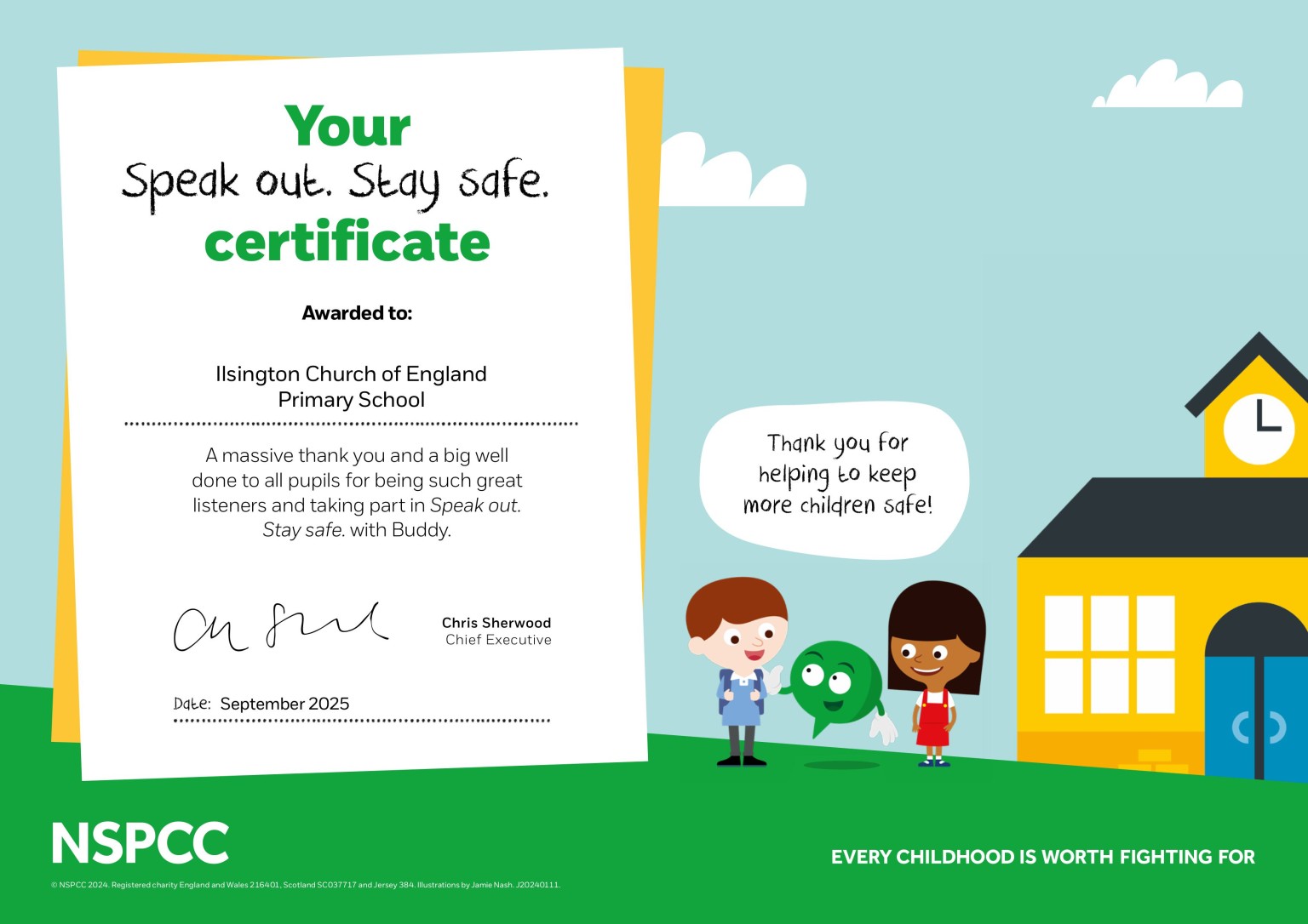 NSPCC Visit Certificate