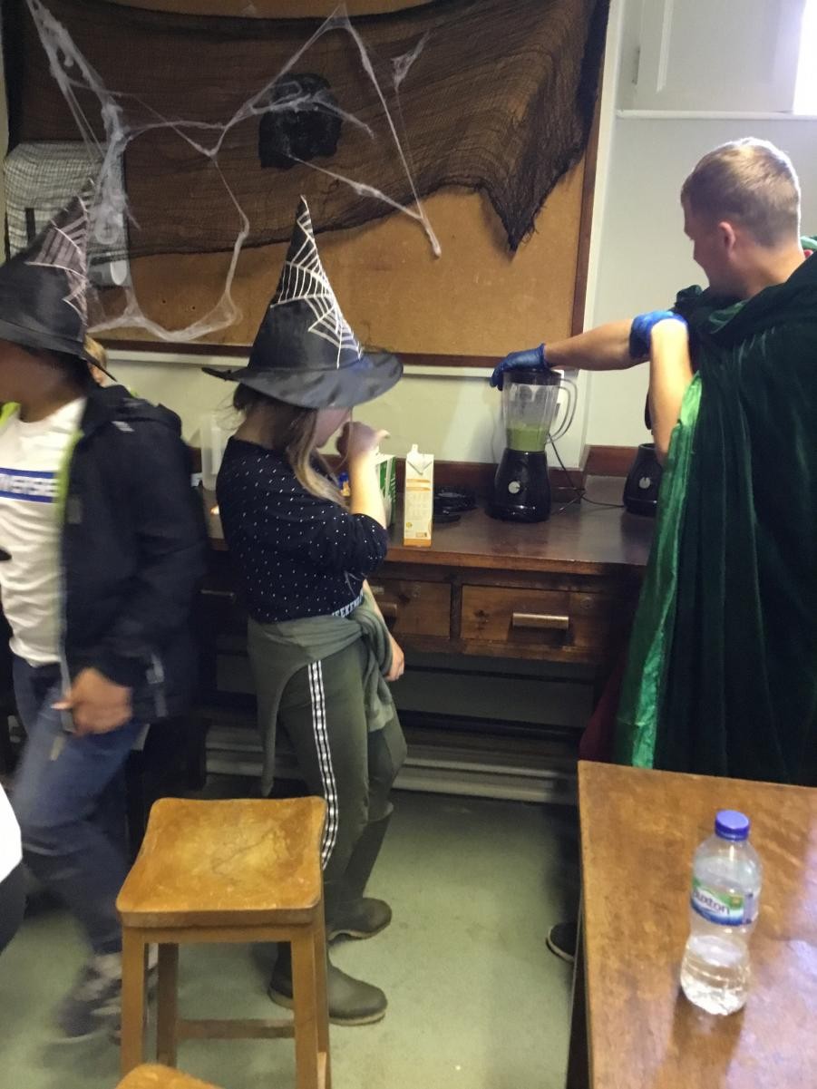 Concocting in the potions lab.