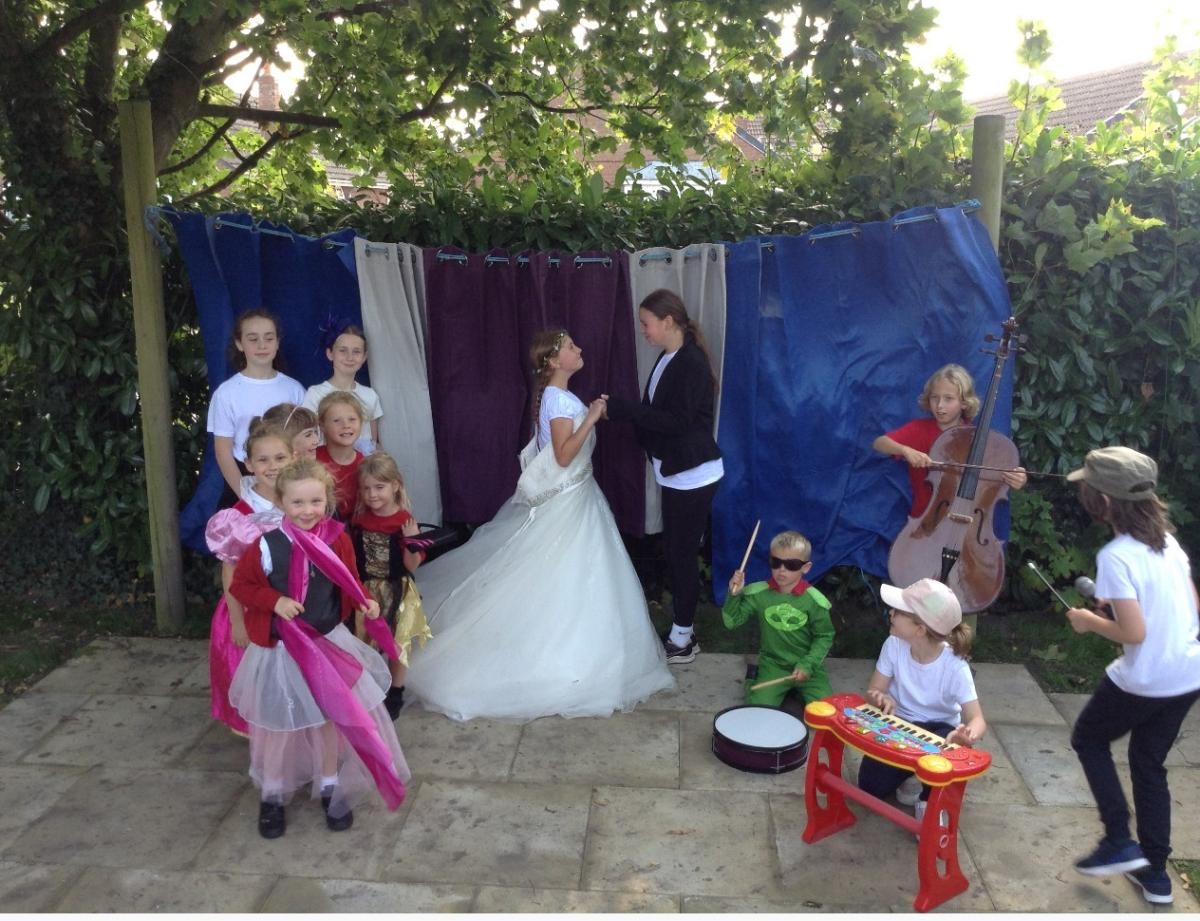 Pupils showing creativity and confidence in the outdoor theatre 