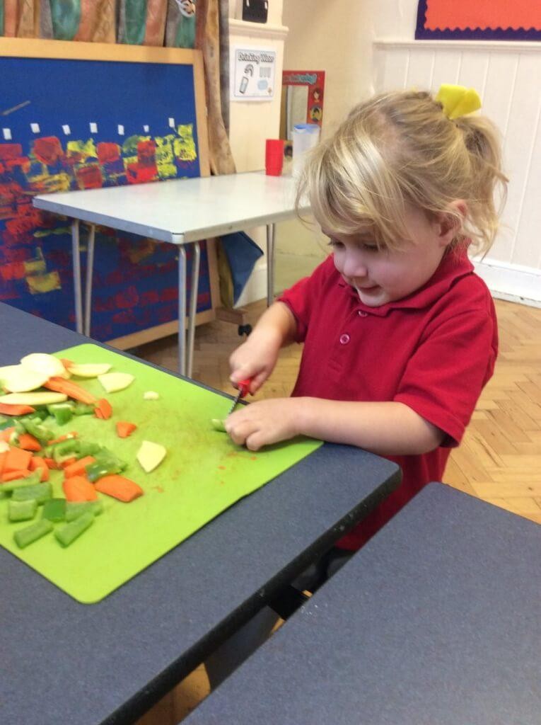 Making our own soup for snack