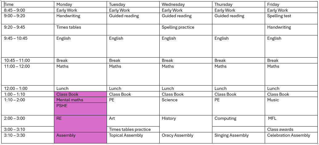 Timetable