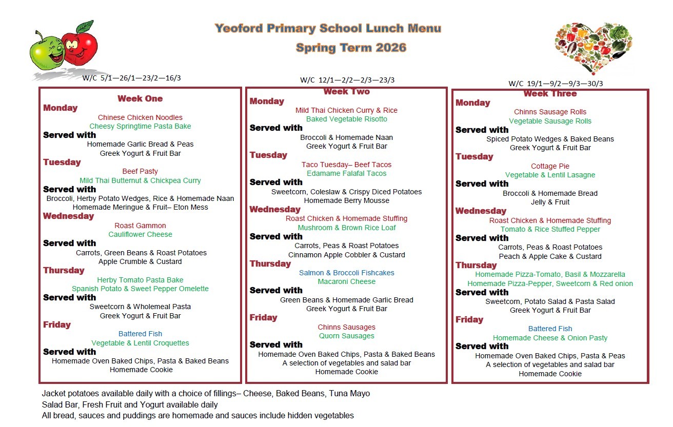 Spring Term Menu 2026