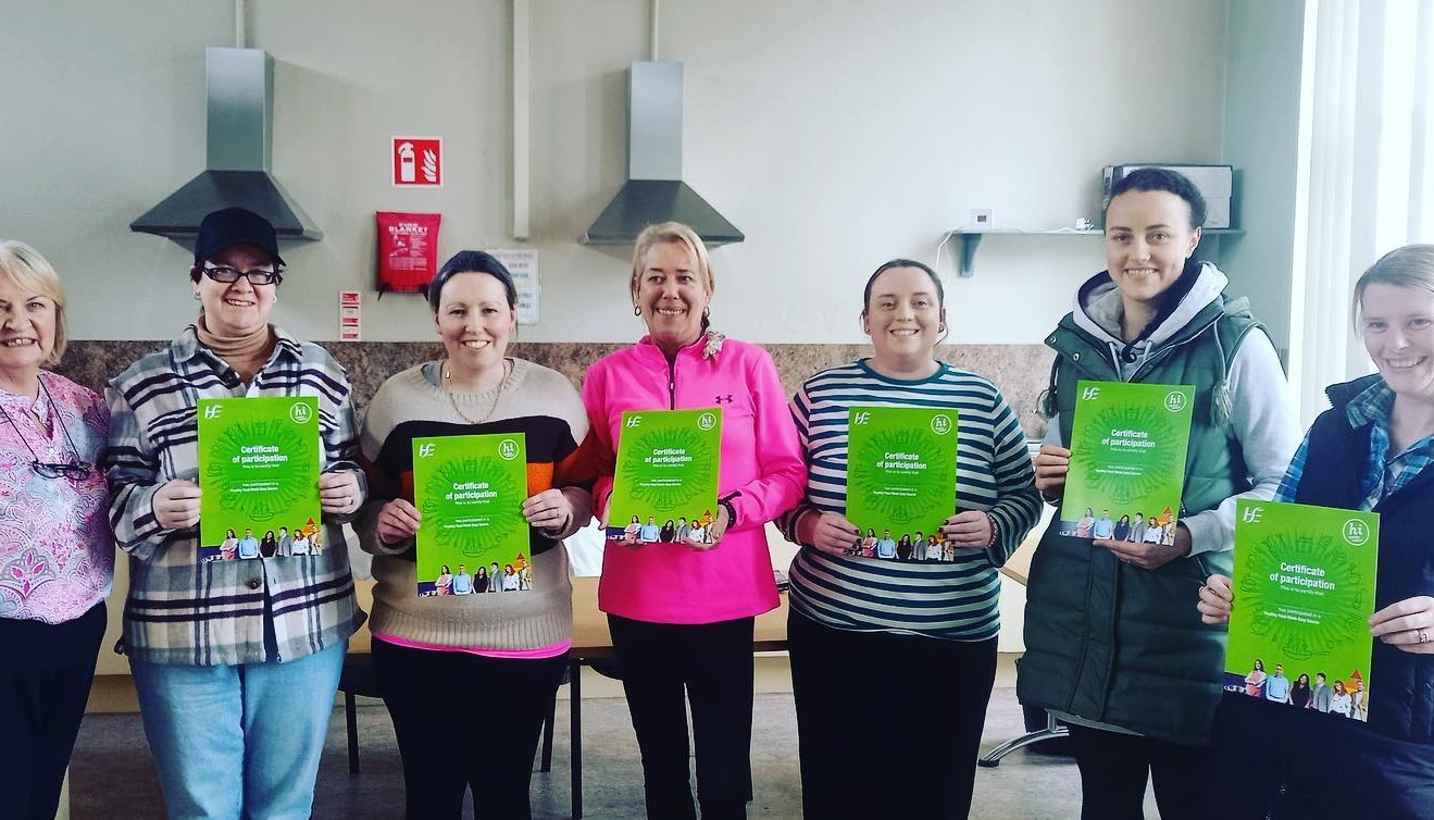 Our wonderful mammies receiving their certificates in the ETB Centre from their tutor Mairead.