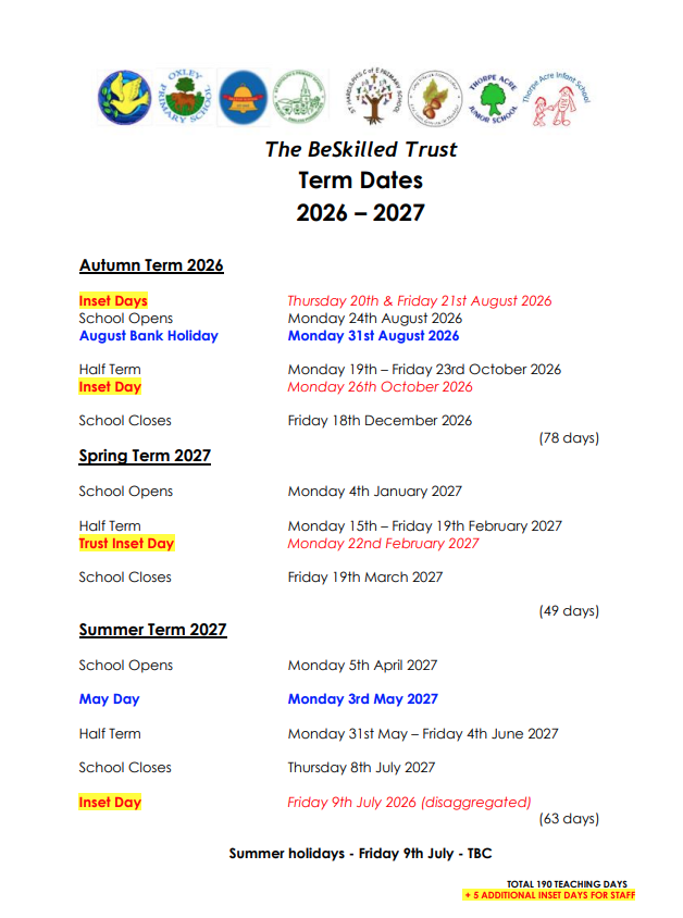 Term dates 2026/2027