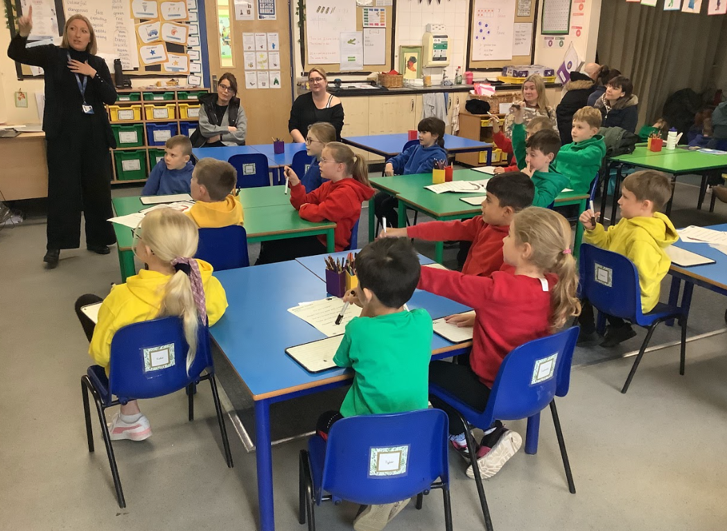 We showed the parents how we use Twinkl Phonics in the classroom.