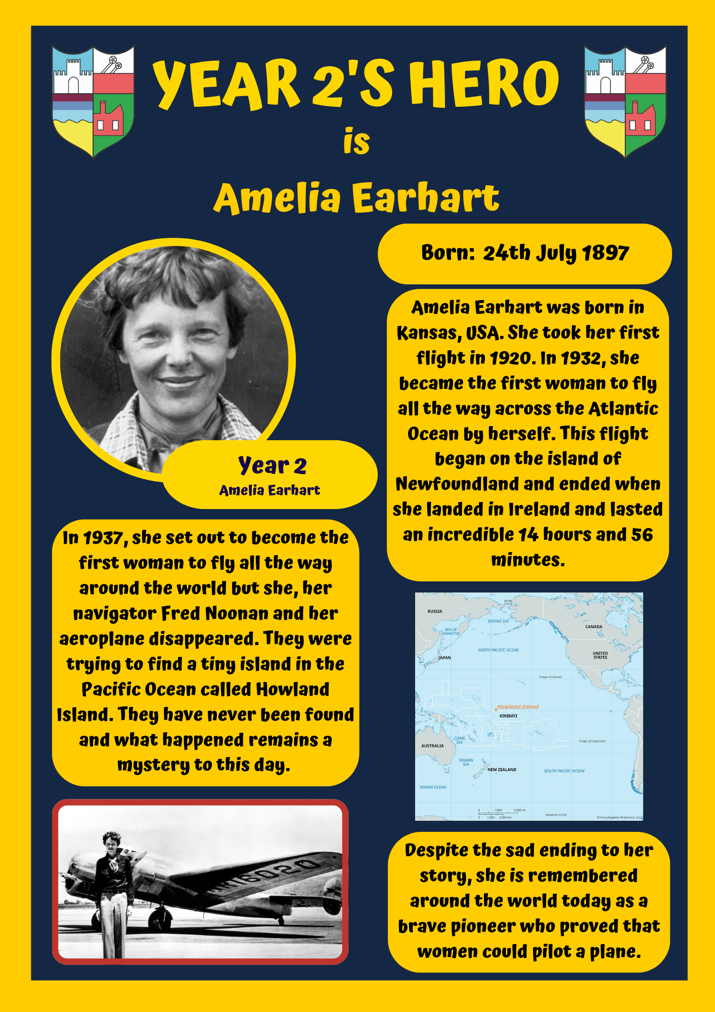 Our class hero for this year is Amelia Earhart!