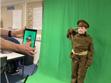 George using green screen