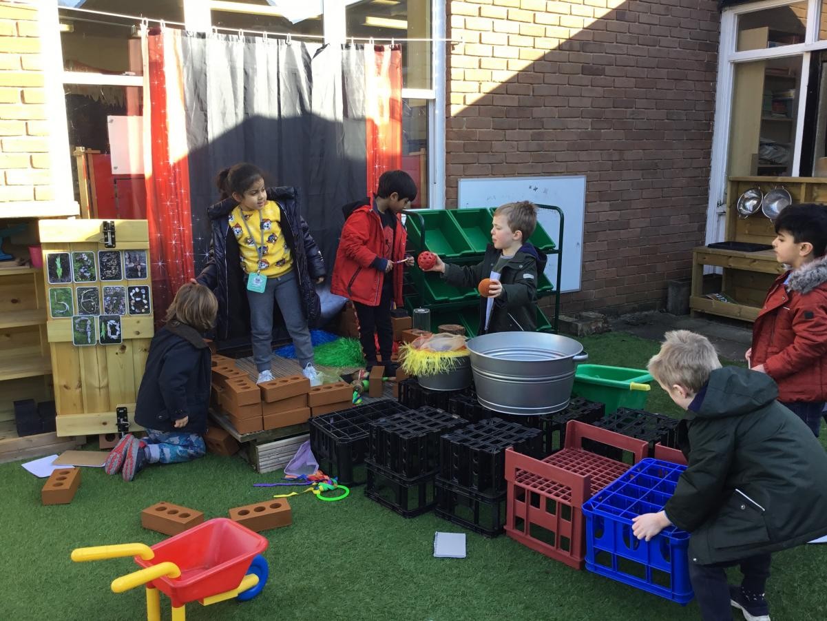 Working as a team to create a castle 