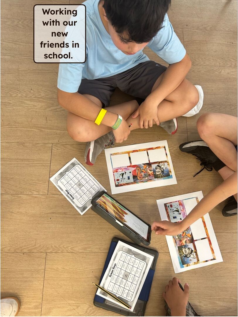 Enjoying time with our friends in our partner school