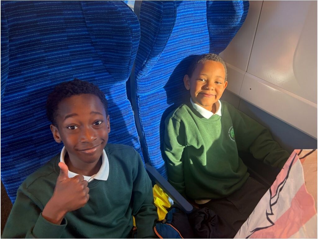 Enjoying the train ride