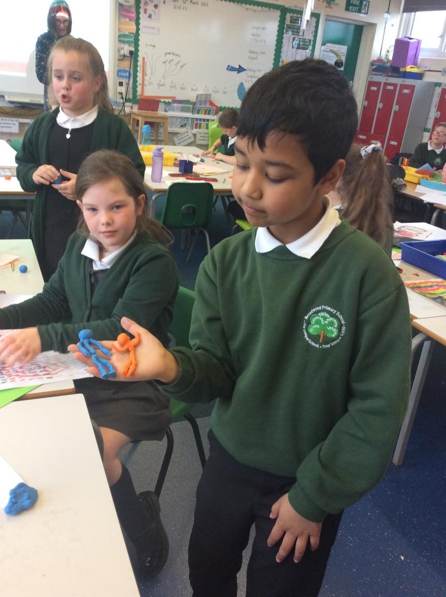 Using a variety of materials to express their feelings.