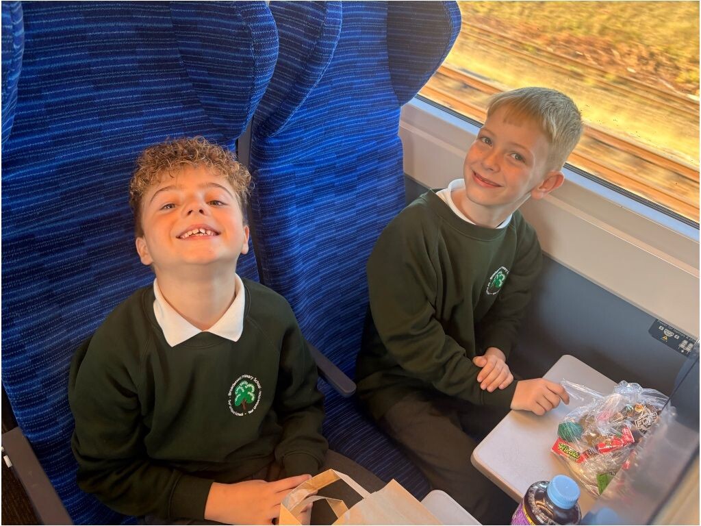 Enjoying the train ride
