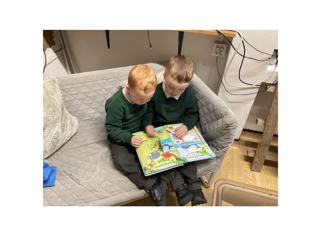 Enjoying a pop-up book