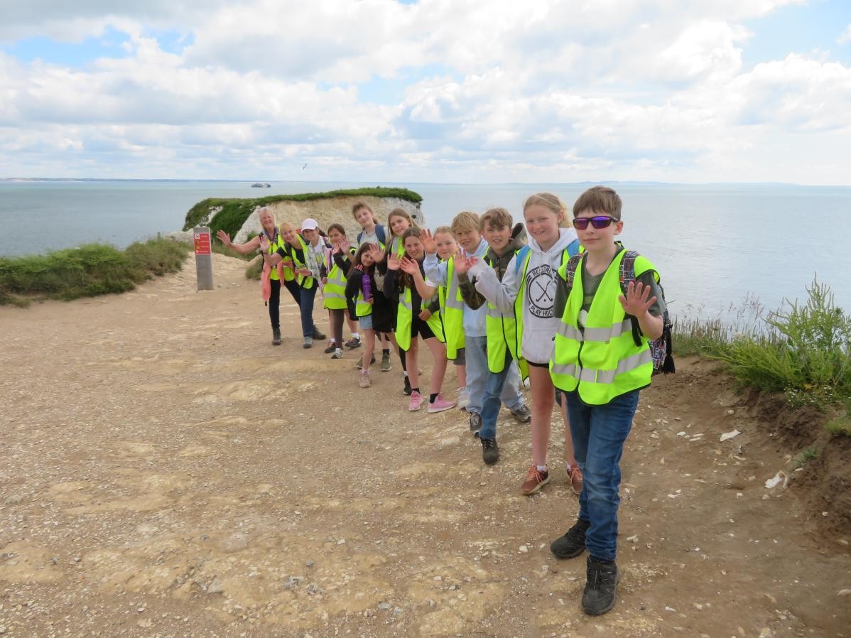 Group of pupils at the coast