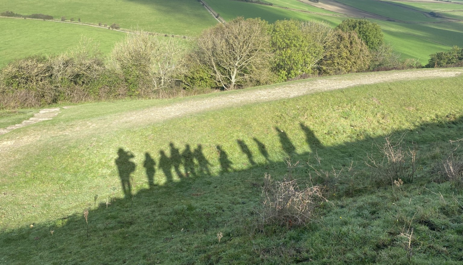 pupils walking on downland