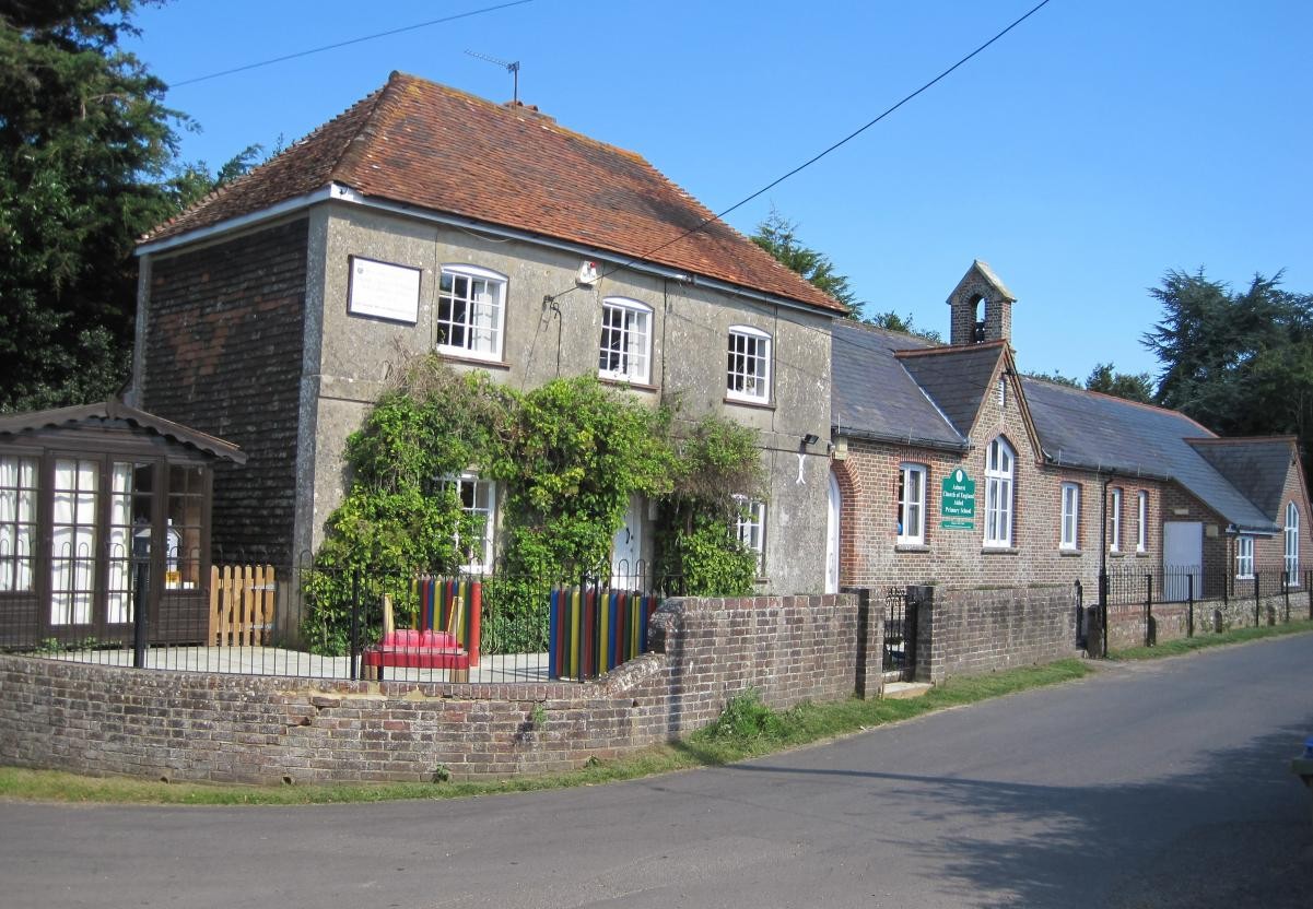 Our school building with blue sky