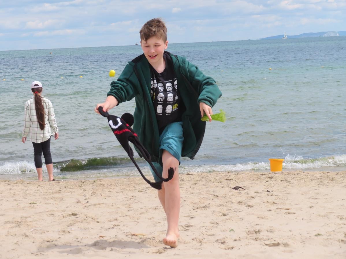 Pupil running on the beach