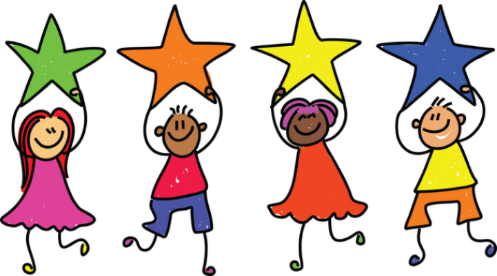Image - illustrated children holding up stars