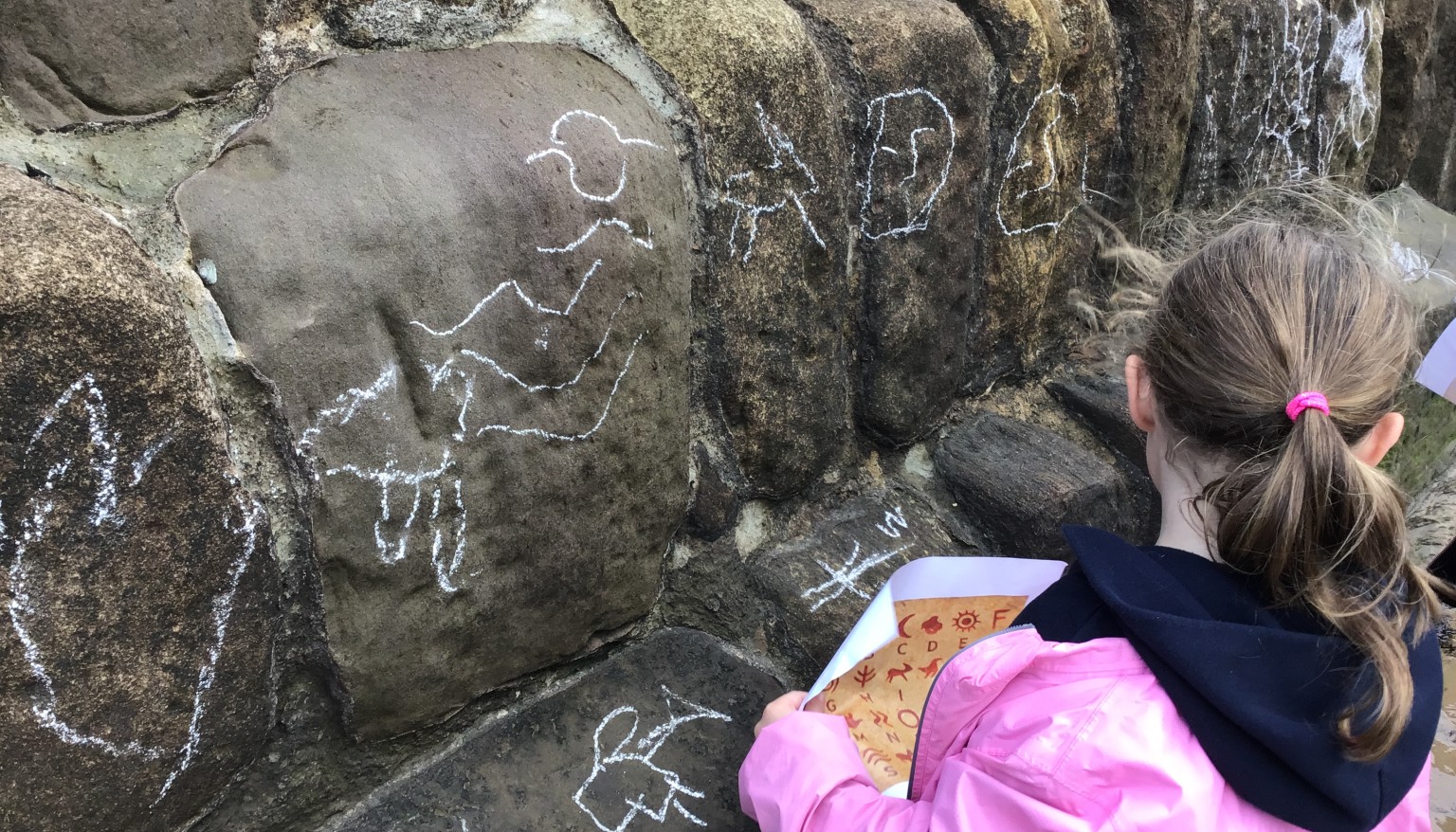 children doing stone age art