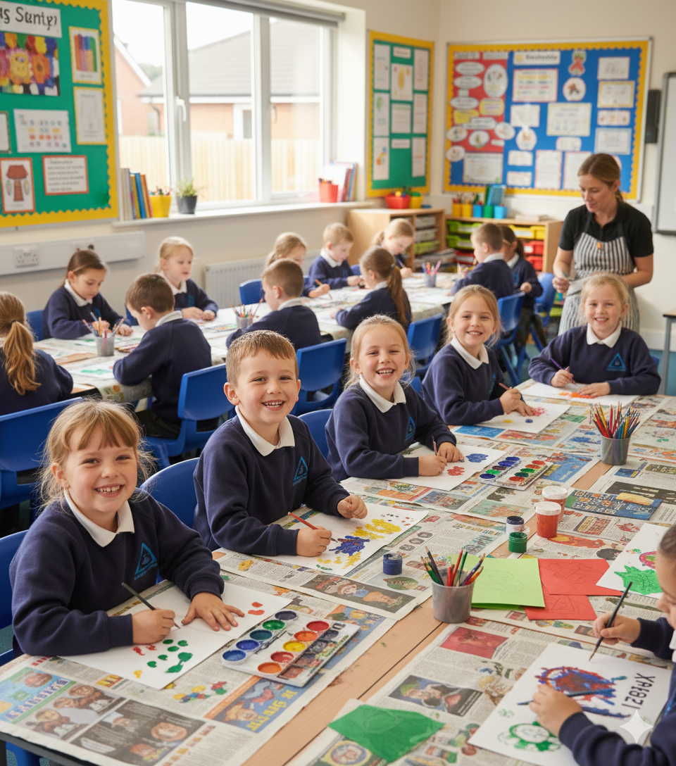 Children in an art lesson