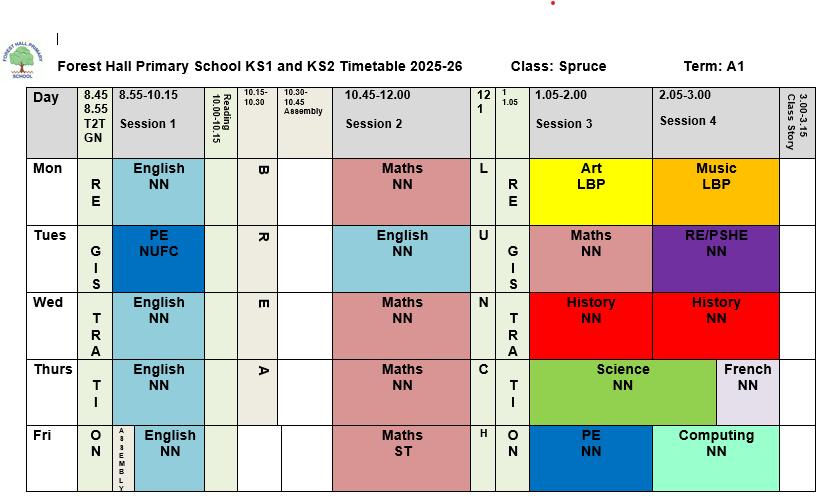 Y3 timetable