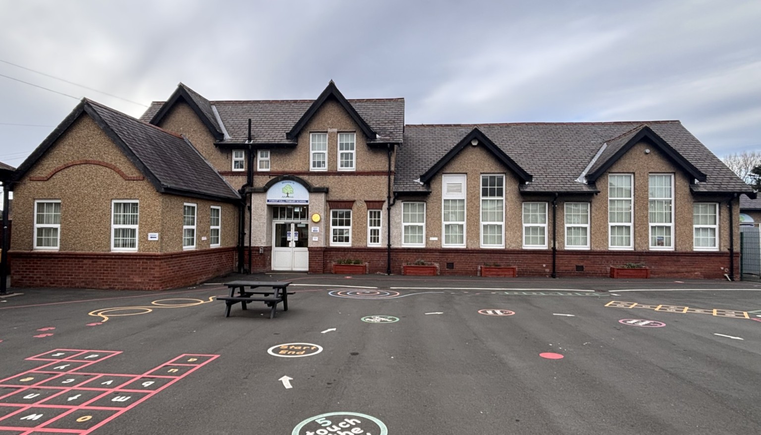 A picture of school from the front