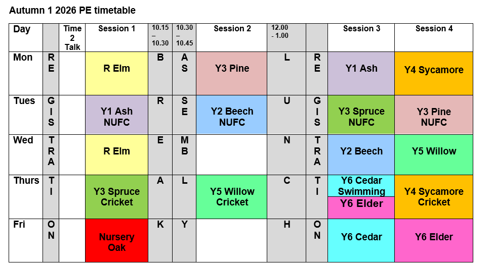 PE Timetable