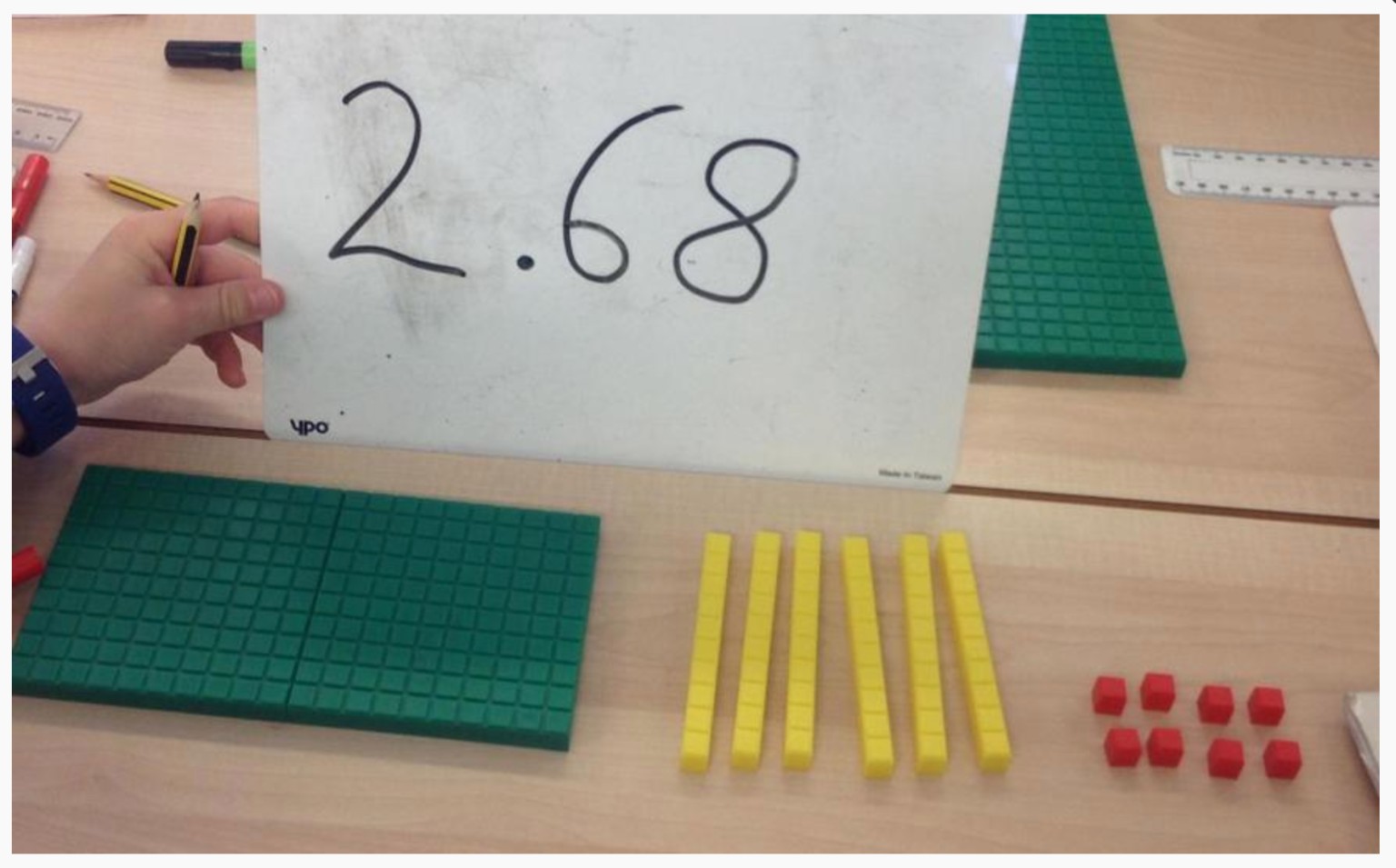 Understanding the value of decimals using base 10