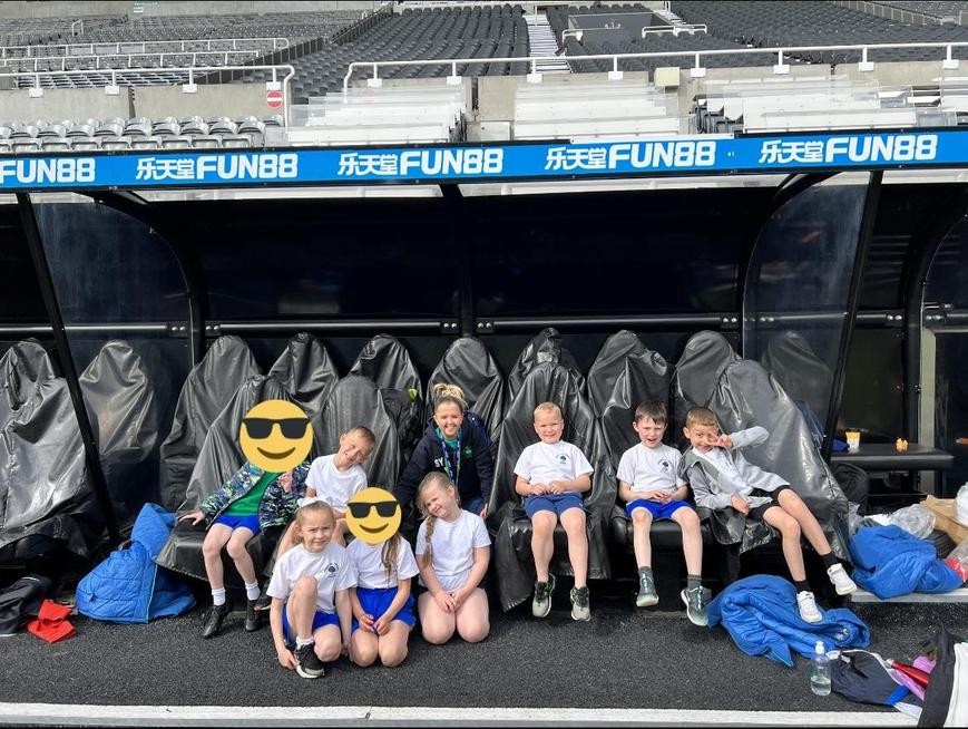 Smiling pupils St James' Park