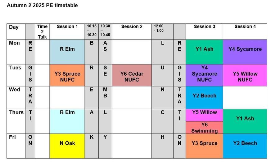 PE Timetable