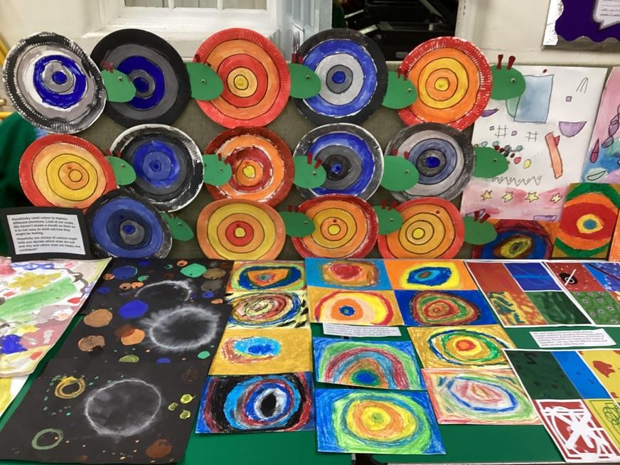 Brightly coloured artworks