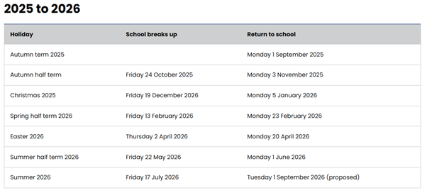 Term dates 25-26