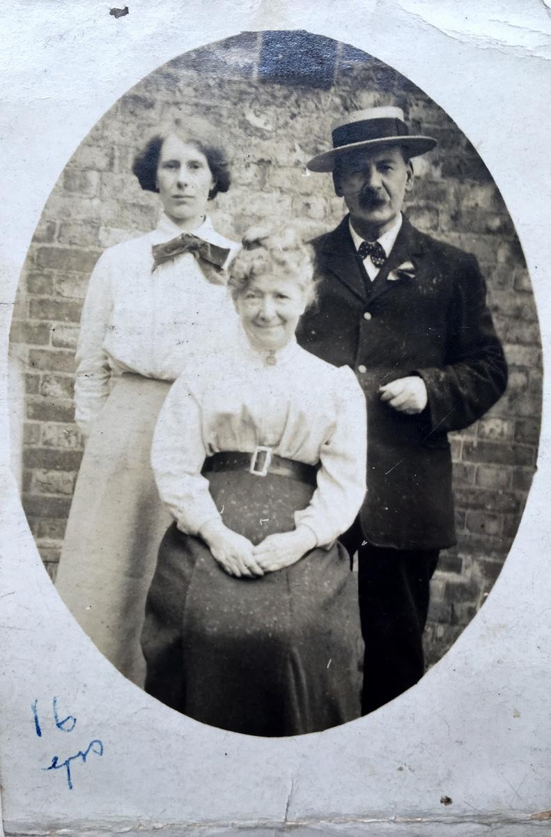 Headmaster Mr James Henry Evans with Teachers Miss Ruth Stratford (L) and Miss Bowden