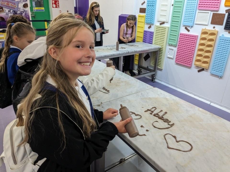 Enjoying Cadbury World with our partner school, Lanchester Primary.