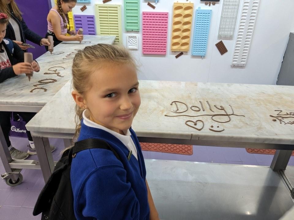 Enjoying Cadbury World with our partner school, Lanchester Primary.