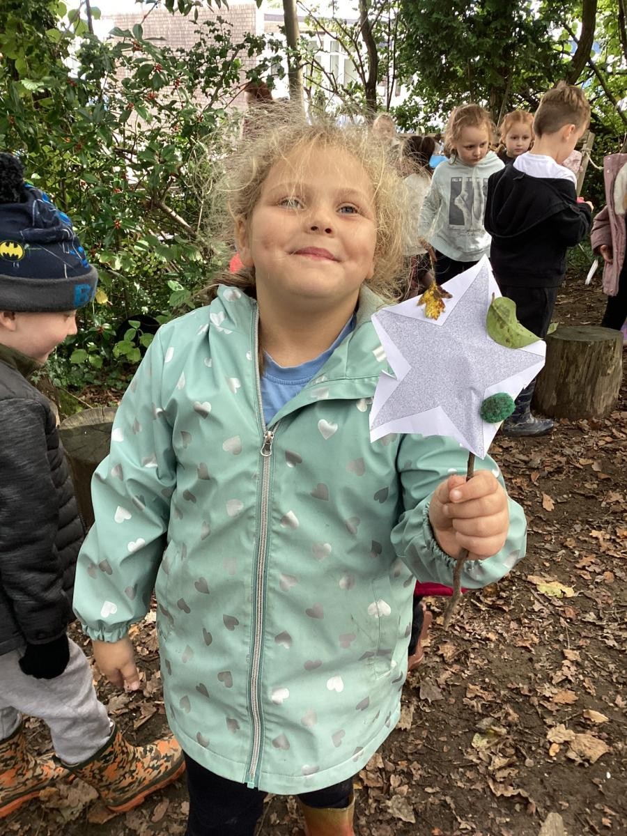 More Forest School fun exploring the woodland, making seed potions and natural wands.