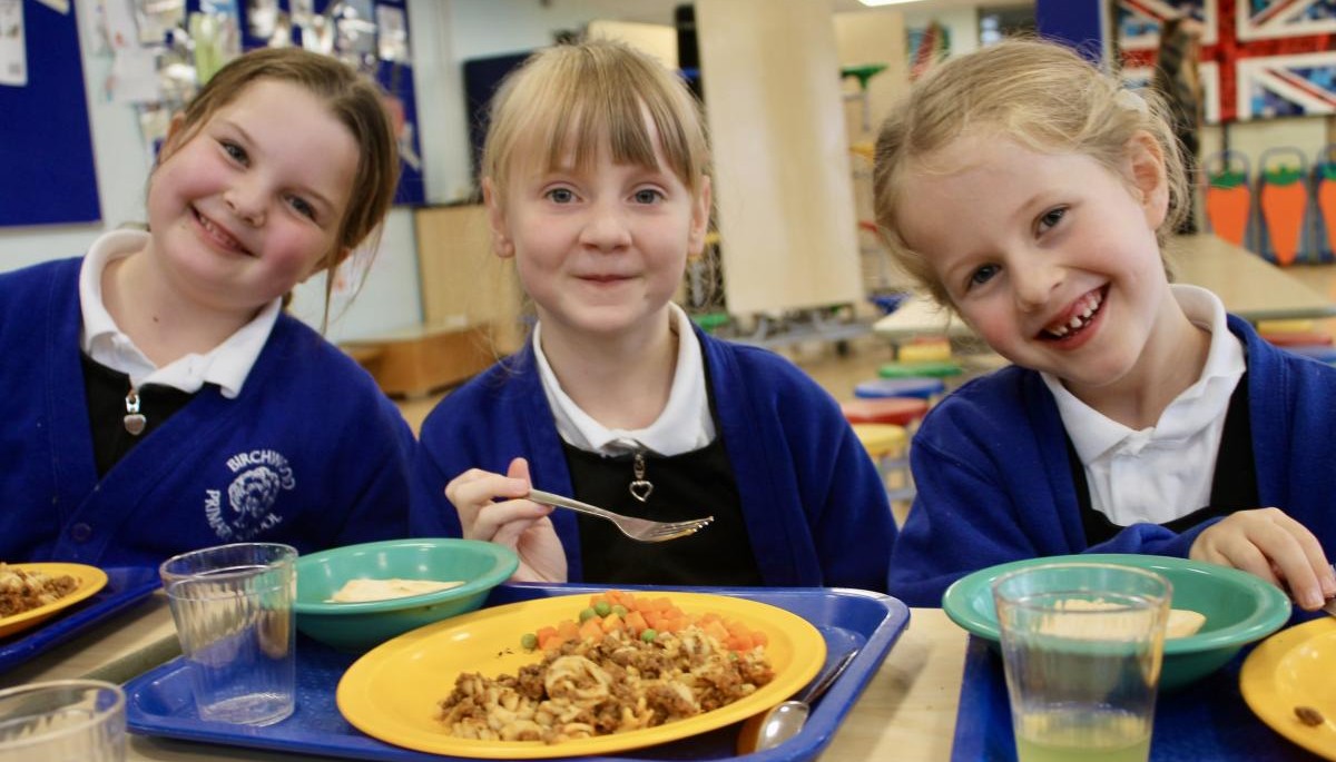 Pupils having lunch
