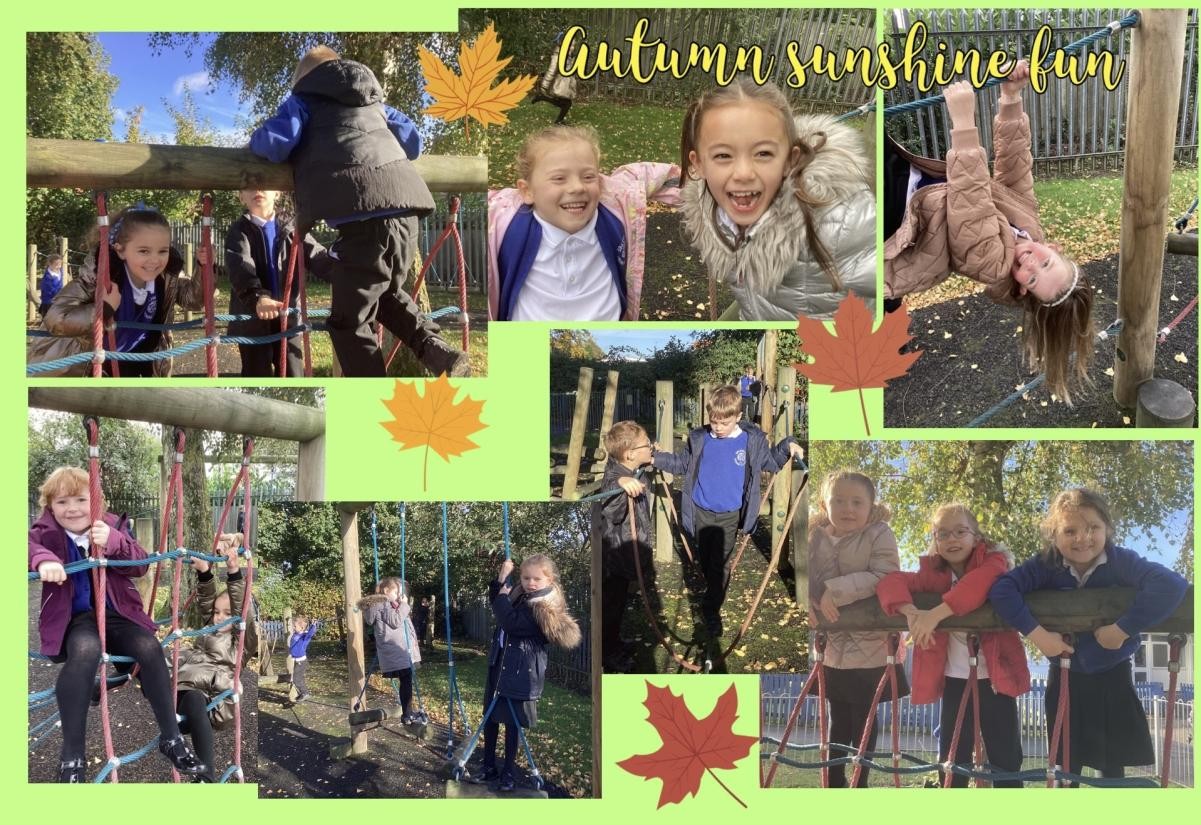 Year 2 have been enjoying ‘hanging out’ in the autumn sunshine on our trim trail during break time.