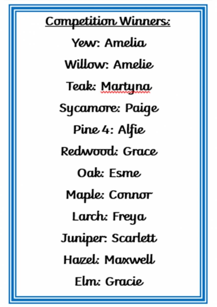 Well done to our Pudsey competition winners.  School Council were impressed with all the entries and found it a tricky task to find the winners.