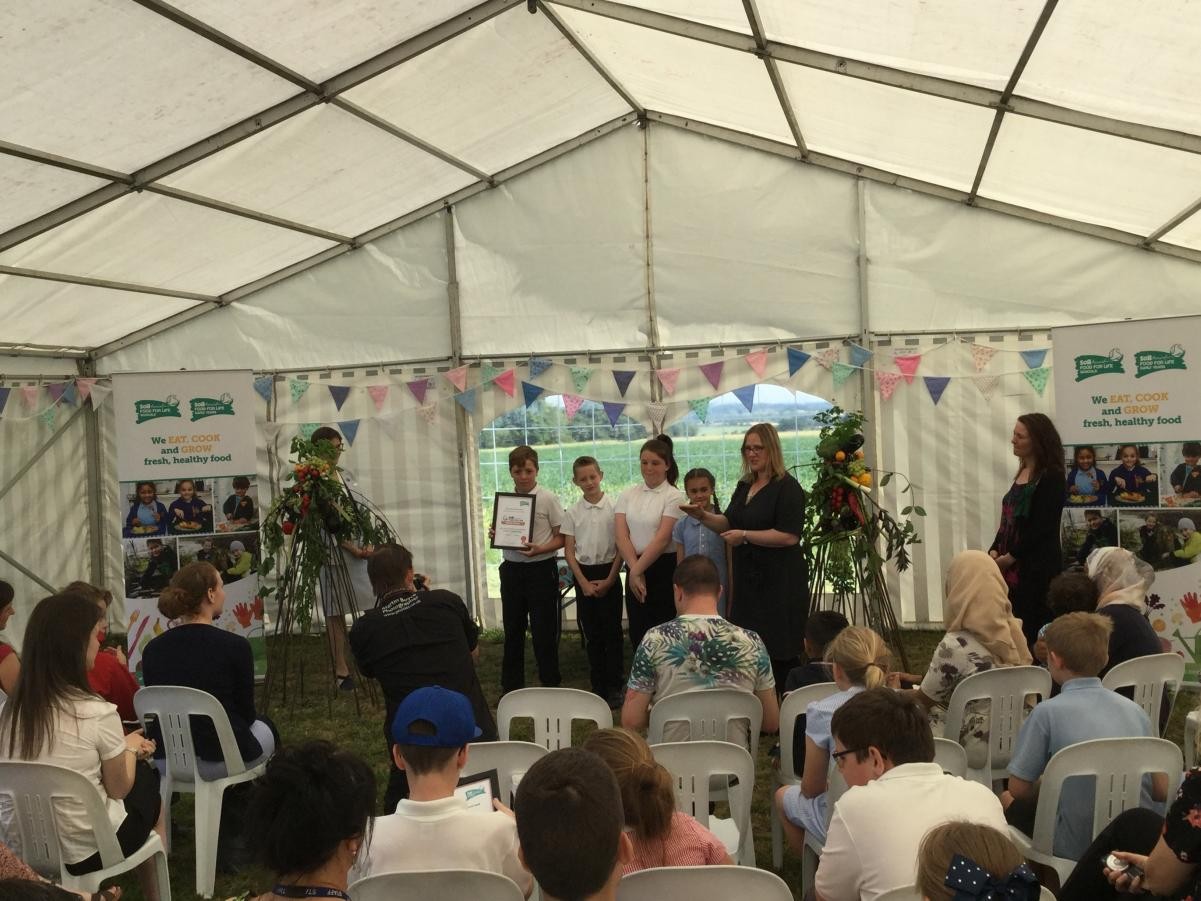 Receiving our Bronze Food for Life Award.