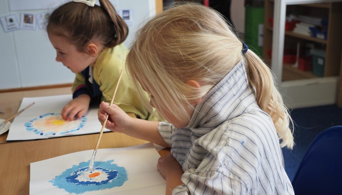 Pupils painting
