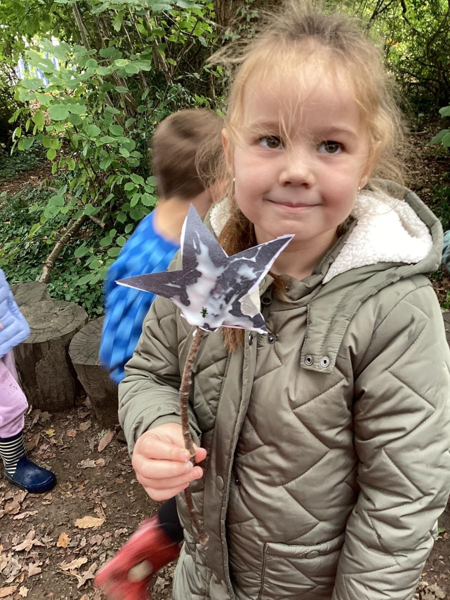 More Forest School fun exploring the woodland, making seed potions and natural wands.