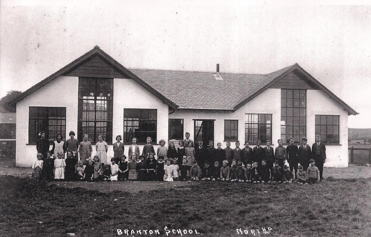 Branton Pupils in the 1920s with the new school building!