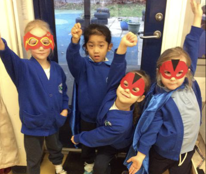 Pupils in Superhero masks