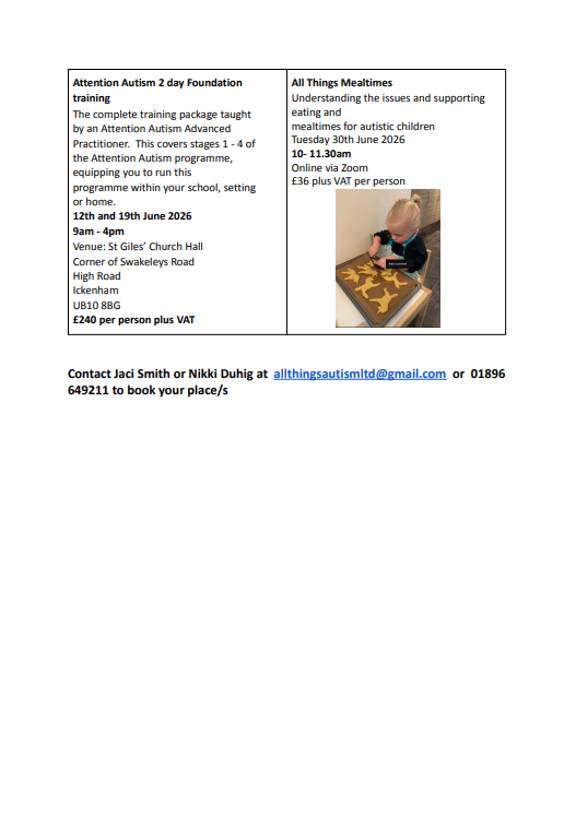 All Things Inclusion and Autism - Workshops for parents/carers