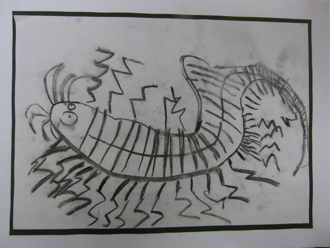 Charcoal insect artwork