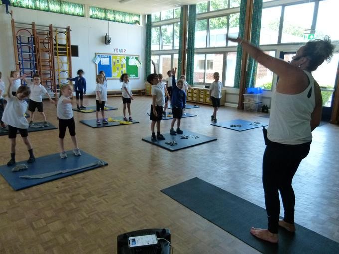 Exercising in the hall