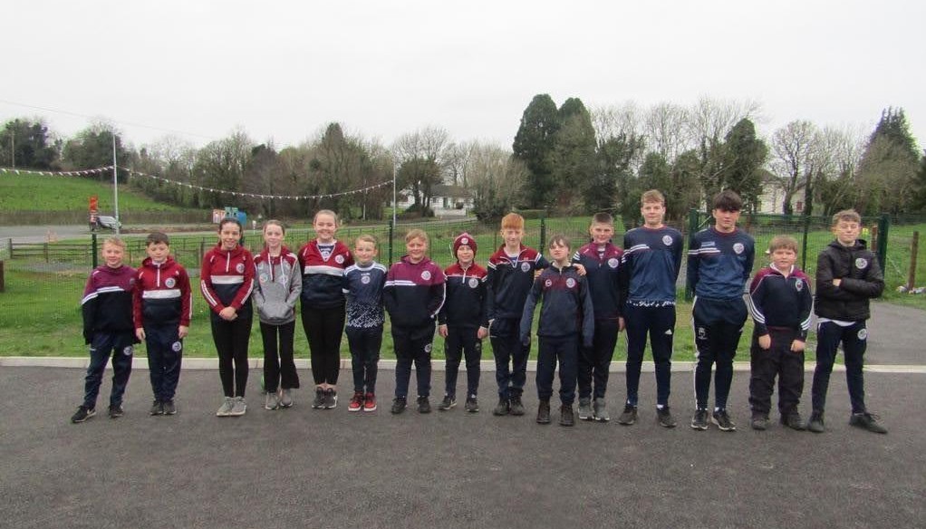Line of children stood on the playground
