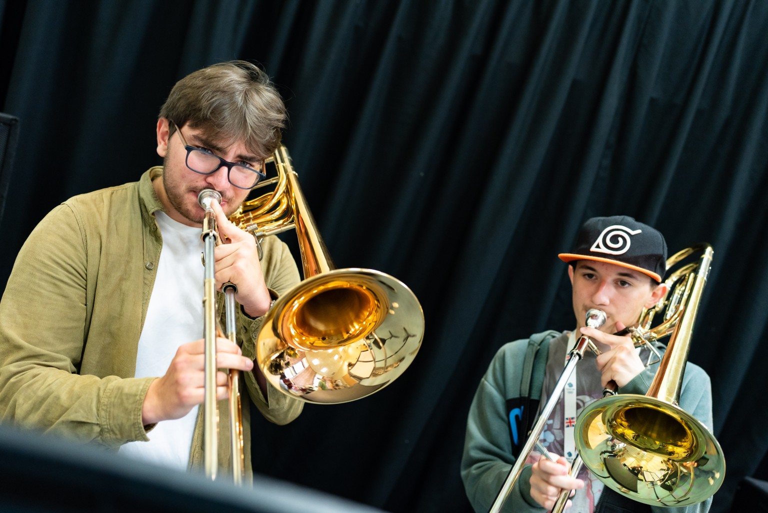 Helston College 6th Form students playing trombone